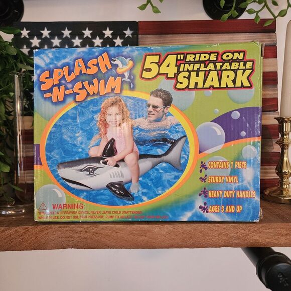 Splash-N-Swim 54" Ride On Inflatable Shark - Picture 2 of 7